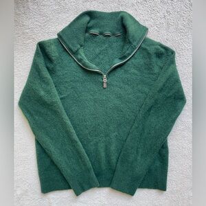 Polo Ralph Lauren Forest Green 100% wool quarter zip Sweater preppy old money S